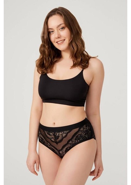 Dantelli Arkası Transparan Büyük Beden Bikini Külot 3'lü Paket-3