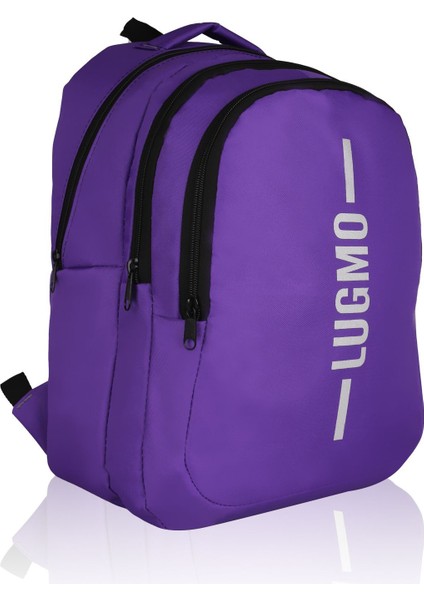 Su Geçirmez Üç Gözlü Okul Çantası Ortaokul Çantası Lise Çantası Yıkanabilir Mor