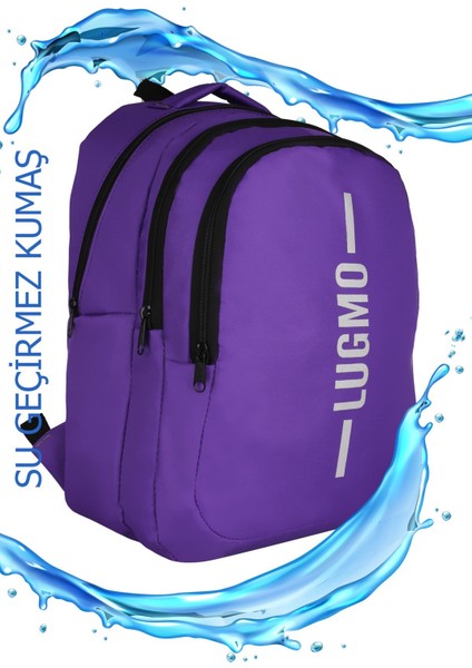 Su Geçirmez Üç Gözlü Okul Çantası Ortaokul Çantası Lise Çantası Yıkanabilir Mor indirimleri