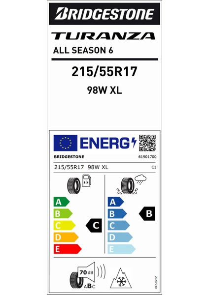 215/55R17 98W Xl Turanza All Season 6 C-B-70 4 Mevsim Oto Lastiği (Üretim Yılı: 2024) fiyatları