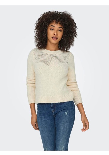 Kadın Kazak Ekru 15327663 Onlemıra L/s O-Neck Knt