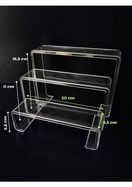 Beyaz 3lü Merdiven Stand, Ayakkabı Standı, 3lü Stand Seti Pleksi Şeffaf Plastik fiyatları