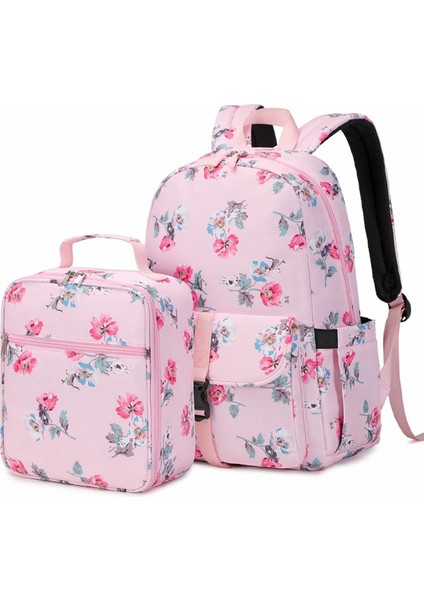 Kız Çocuk 2 Li Okul Çanta Seti Laptop Bölmeli Sırt Çantası, Termos Özellikli Beslenme Çantası Pembe OSÇ2109 fiyatları