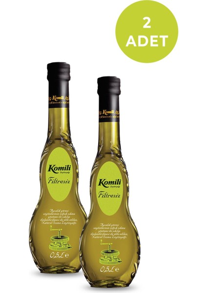 KOMİLİ FİLTRESİZ SIZMA ZEYTİNYAĞI 500 ML CAM ŞİŞE * 2 ADET