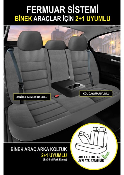 Renault Megane 3 Uyumlu Koltuk Kılıfı Mirage Serisi - Füme modelleri