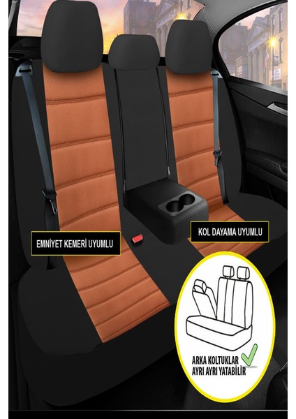 Citroen C3 Uyumlu Koltuk Kılıfı Mirage Serisi - Taba