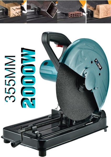 Alman 2000 W 355 mm Bakır Sargılı Metal Şanzıman Profesyonel Profil Metal Kesme Makinesi