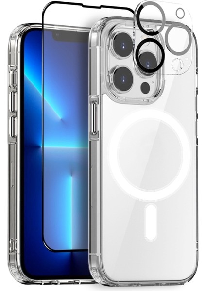 Apple iPhone 13 Pro Kılıf Magsafeli Kılıf Ekran Koruyucu ve Kamera Koruyuculu Set