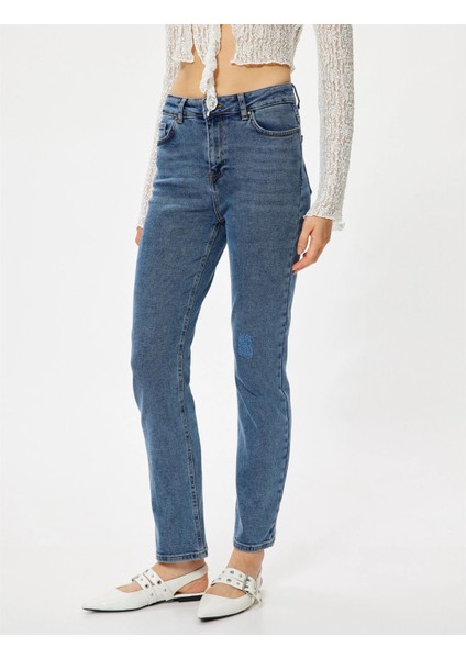 5WAL40021MD Mıd Orta Indıgo Kadın Pamuk Denim Pantolon modelleri