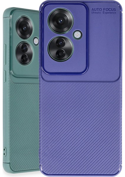 Oppo Reno 11F Kılıf Auto Focus Karbon Kapak - Koyu Yeşil 13