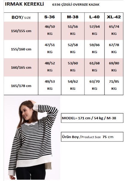 Çizgili Oversize Triko Kazak 6336 fırsatları