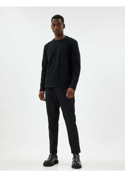 5WAM70065MK 999 Sıyah Erkek Pamuk Jersey Sweatshırt
