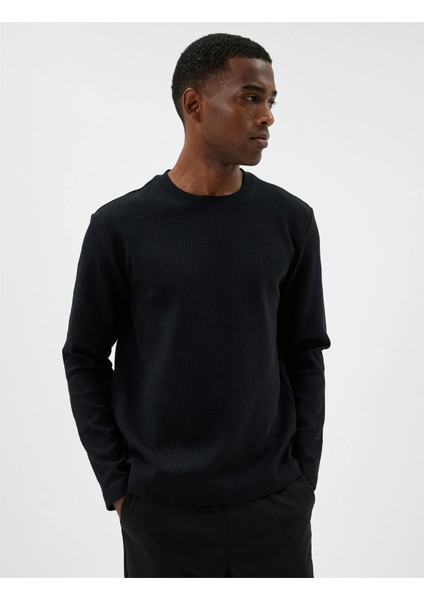 5WAM70065MK 999 Sıyah Erkek Pamuk Jersey Sweatshırt modelleri