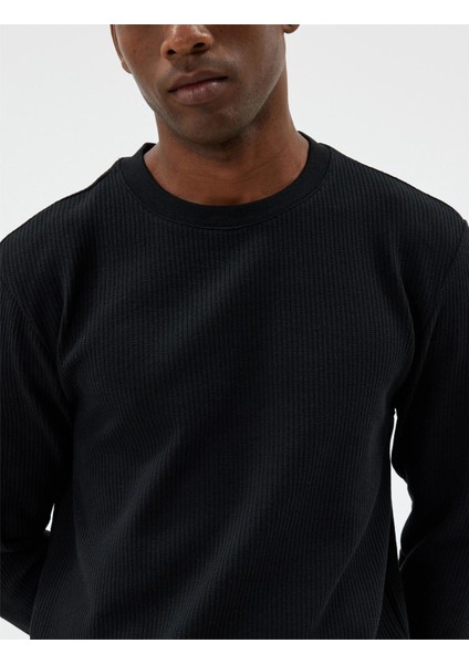 5WAM70065MK 999 Sıyah Erkek Pamuk Jersey Sweatshırt indirimleri