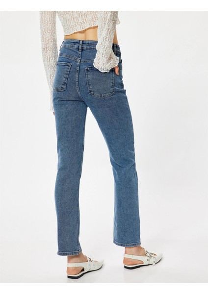 5WAL40021MD Mıd Orta Indıgo Kadın Pamuk Denim Pantolon fırsatları