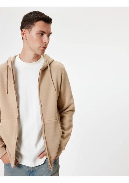 5WAM70016MK 057 Bej Erkek Pamuk Jersey Sweatshırt