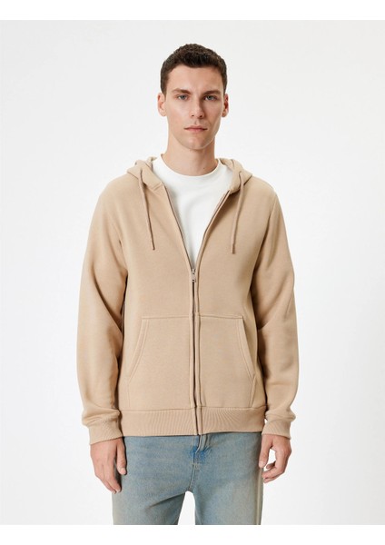 5WAM70016MK 057 Bej Erkek Pamuk Jersey Sweatshırt