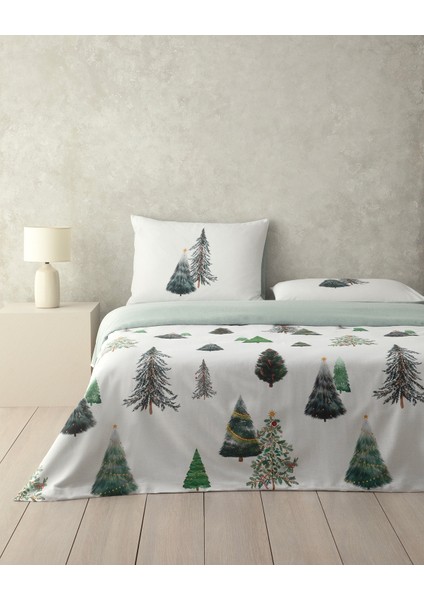 English Home Pine Serenity Dijital Baskılı Soft Cotton Tek Kişilik Nevresim Takımı Yeşil