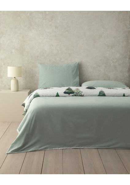 English Home Pine Serenity Dijital Baskılı Soft Cotton Tek Kişilik Nevresim Takımı Yeşil