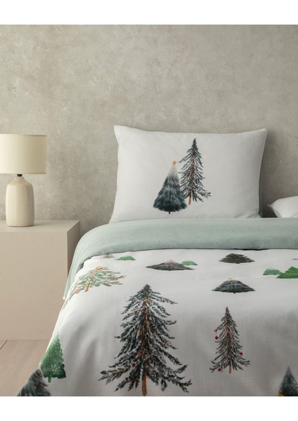 English Home Pine Serenity Dijital Baskılı Soft Cotton Tek Kişilik Nevresim Takımı Yeşil