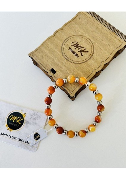 Gerçek Turuncu Akik Taşı Bileklik MK.016.010 fiyatları