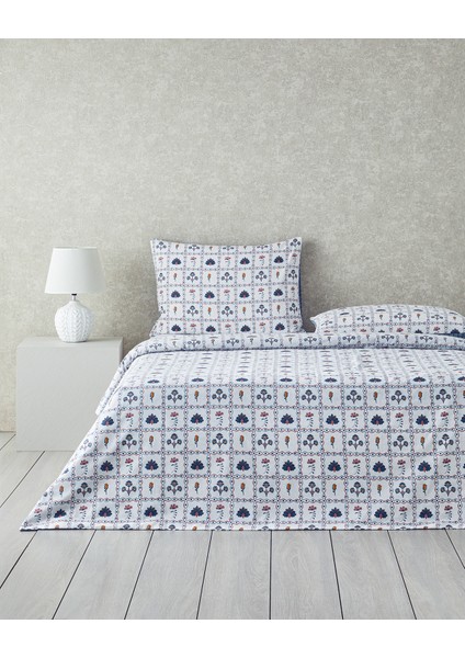 Ornate Fancy Pamuklu Çift Kişilik Nevresim Seti 200x220 Cm Mavi
