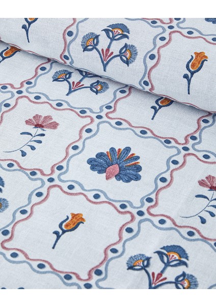 Ornate Fancy Pamuklu Çift Kişilik Nevresim Seti 200x220 Cm Mavi modelleri