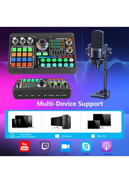 Zealsound Podcast Mikrofon Ses Kartı Kiti Pc Smartphone Dizüstü Bilgisayar Içİin Vlog Kayıt Canlı Akışı Youtuber Yayıncılara Uygun P300