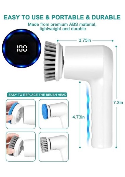 Dijital Ekranlı 5 Değiştirilebilir Başlıklı Elektrikli Temizleme Fırçası (Yurt Dışından) fiyatları