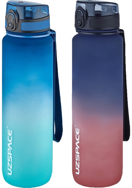 2'li Tritan Matara Seti 1000ML Büyük Boy Çift Renk Softtouch Ff Collection Tritan Su Matarası