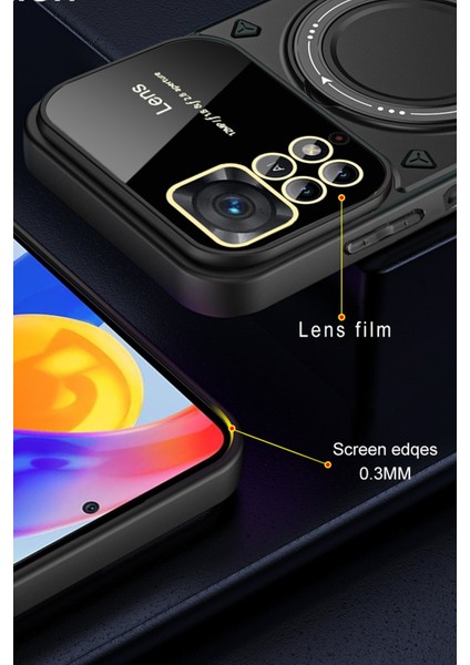 Xiaomi Redmi Note 12 Pro Kılıf Lens Korumalı Yüzüklü Armor Kapak - Koyu Yeşil