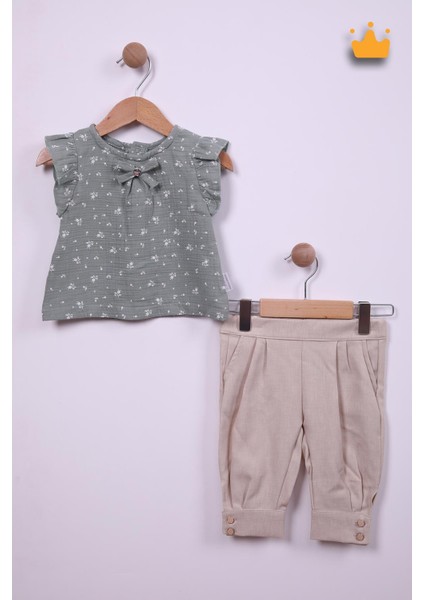Babydola Kız Bebek Çiçek Desenli Bayramlık Şık Takım 15208