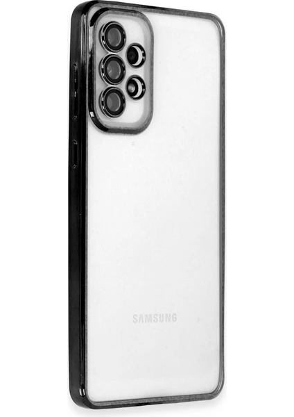 Samsung Galaxy A73 5g Kılıf Kenarları Renkli Kamera Çıkıntılı Kapak - Siyah