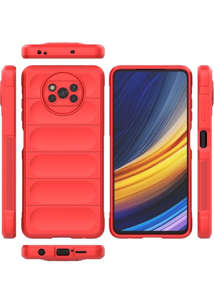 Xiaomi Poco X3 Kılıf Arkası Bombeli Silikon Kapak - Kırmızı