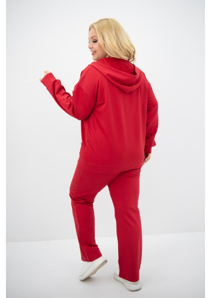 Kadın Büyük Beden Kapüşonlu Cep Detaylı Eşofman Takımı 8139-25 fırsatları