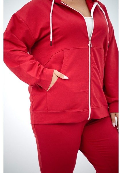 Kadın Büyük Beden Kapüşonlu Cep Detaylı Eşofman Takımı 8139-25 indirimleri