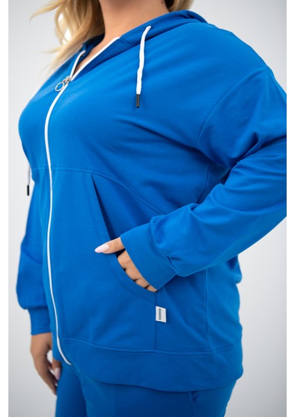 Kadın Büyük Beden Kapüşonlu Cep Detaylı Eşofman Takımı 8139-25 indirimleri