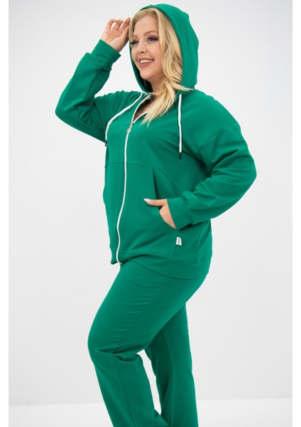Kadın Büyük Beden Kapüşonlu Cep Detaylı Eşofman Takımı 8139-25 fiyatları