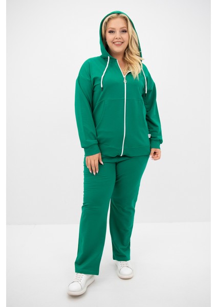 Kadın Büyük Beden Kapüşonlu Cep Detaylı Eşofman Takımı 8139-25 modelleri
