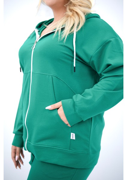 Kadın Büyük Beden Kapüşonlu Cep Detaylı Eşofman Takımı 8139-25 indirimleri