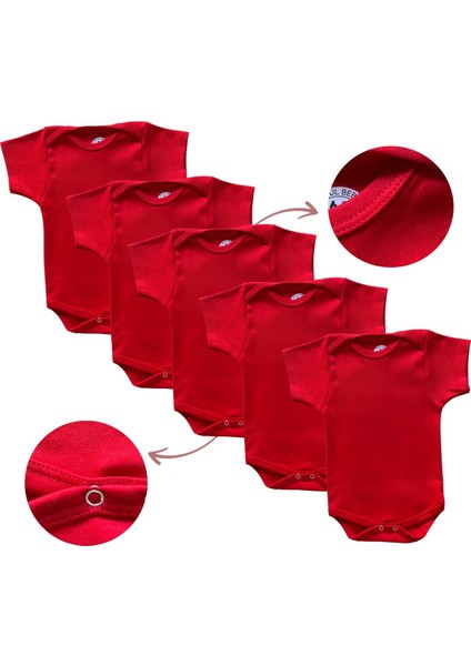 Kısa Kollu 5'li Organik Pamuk Çıtçıtlı Bebek Body&zıbın