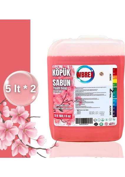 Premium Gliserinli Köpük Sabun Ekonomik Boy Japon Kiraz Çiçeği Kokulu 5 lt x 2 Adet