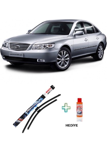 Hyundai Grandeur Silecek 2005'TEN Sonrası Bosch Aerotwin Serisi Silecek Takımı + Cam Şampuanı Hediyeli