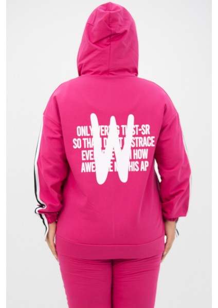 Kadın Büyük Beden Kapüşonlu Baskı Detaylı Eşofman Takımı 8136-25 fırsatları