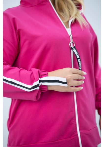 Kadın Büyük Beden Kapüşonlu Baskı Detaylı Eşofman Takımı 8136-25 indirimleri