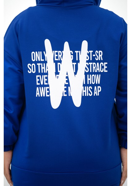 Kadın Büyük Beden Kapüşonlu Baskı Detaylı Eşofman Takımı 8136-25 fırsatları