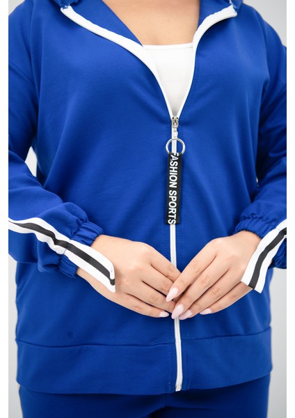 Kadın Büyük Beden Kapüşonlu Baskı Detaylı Eşofman Takımı 8136-25 indirimleri