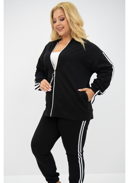 Kadın Büyük Beden Kapüşonlu Baskı Detaylı Eşofman Takımı 8136-25 fiyatları