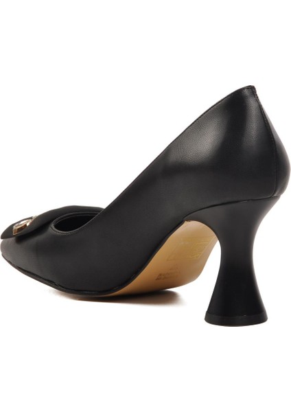 312181 Siyah Cilt Kadın Taşlı Topuklu Ayakkabı fırsatları