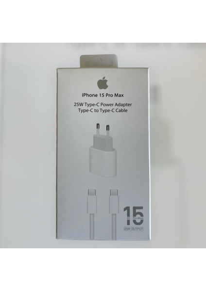 iPhone 15 Usb-C Şarj Seti Type-C 15 Pro Max Hızlı Şarj Aleti + Kablo 25W